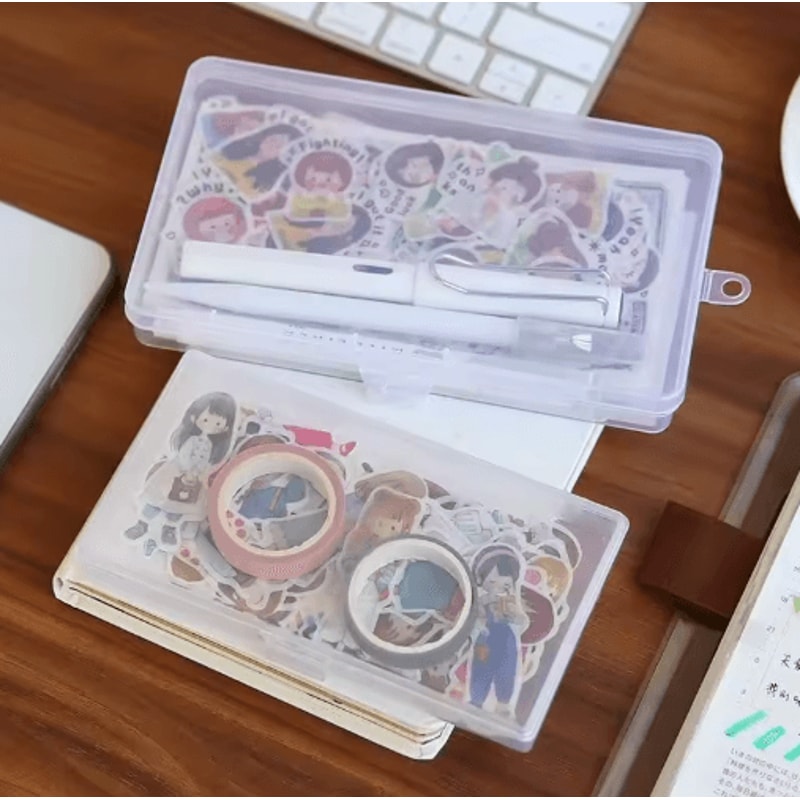 ClearMini Transparent Stationery Storage Box For Desk Organization 0