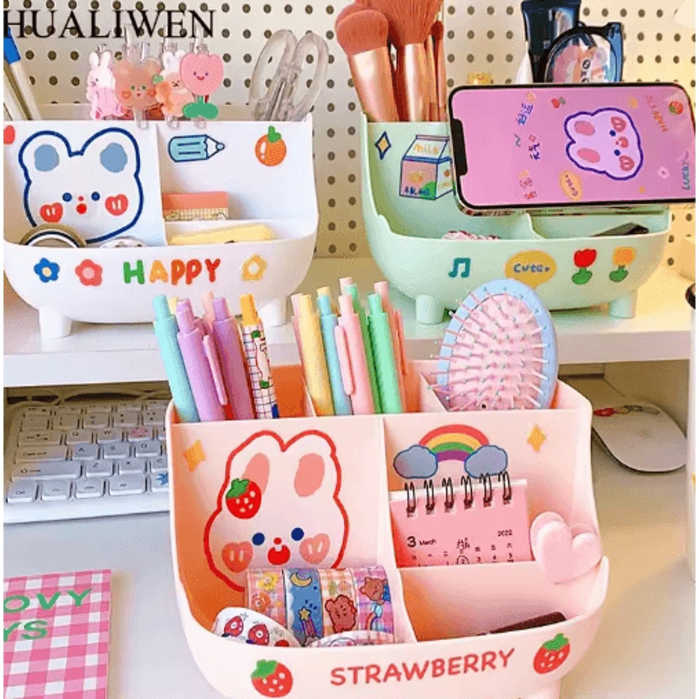 SweetHeart Large Capacity Cute Stationery Storage Box For Desk Organization 0