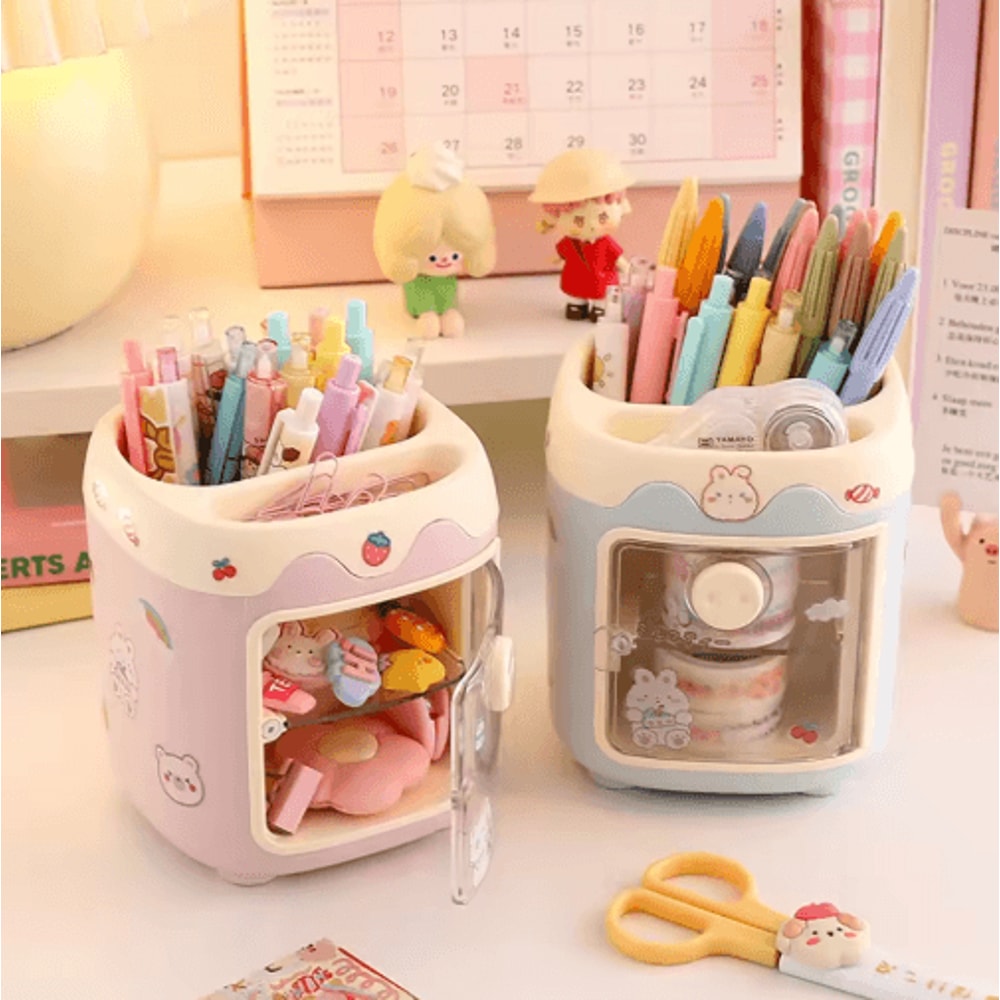 Kawaii Large Pen Holder Multifunction Desk Organizer For Stationery And Makeup 0