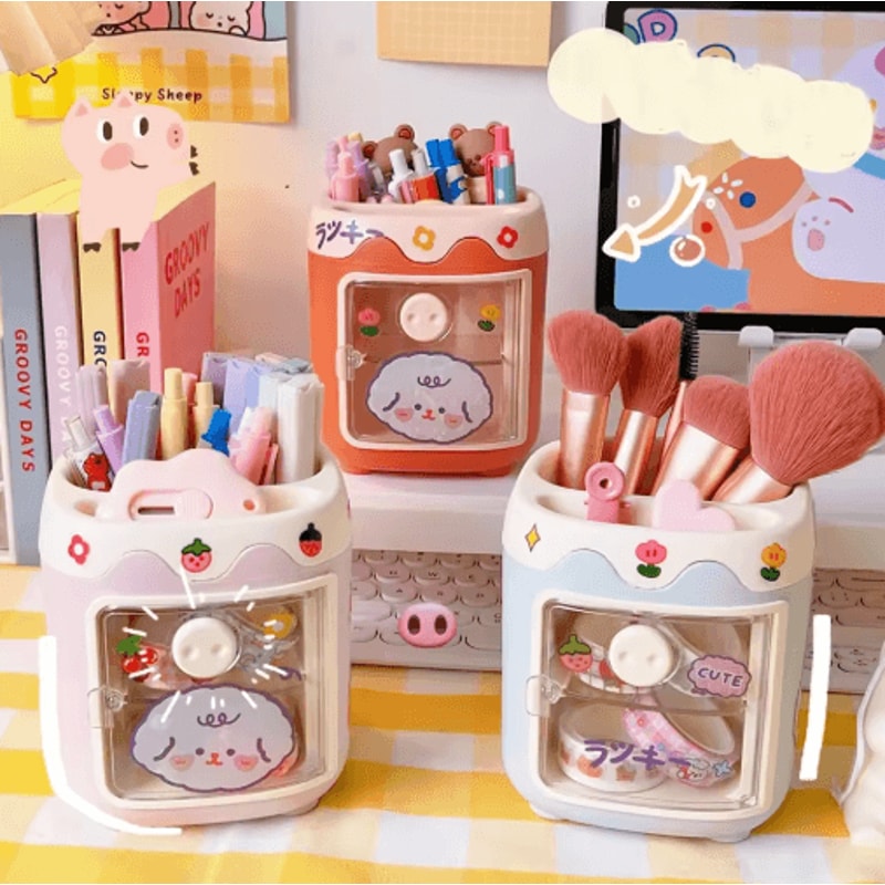 Kawaii Large Pen Holder Multifunction Desk Organizer For Stationery And Makeup 9