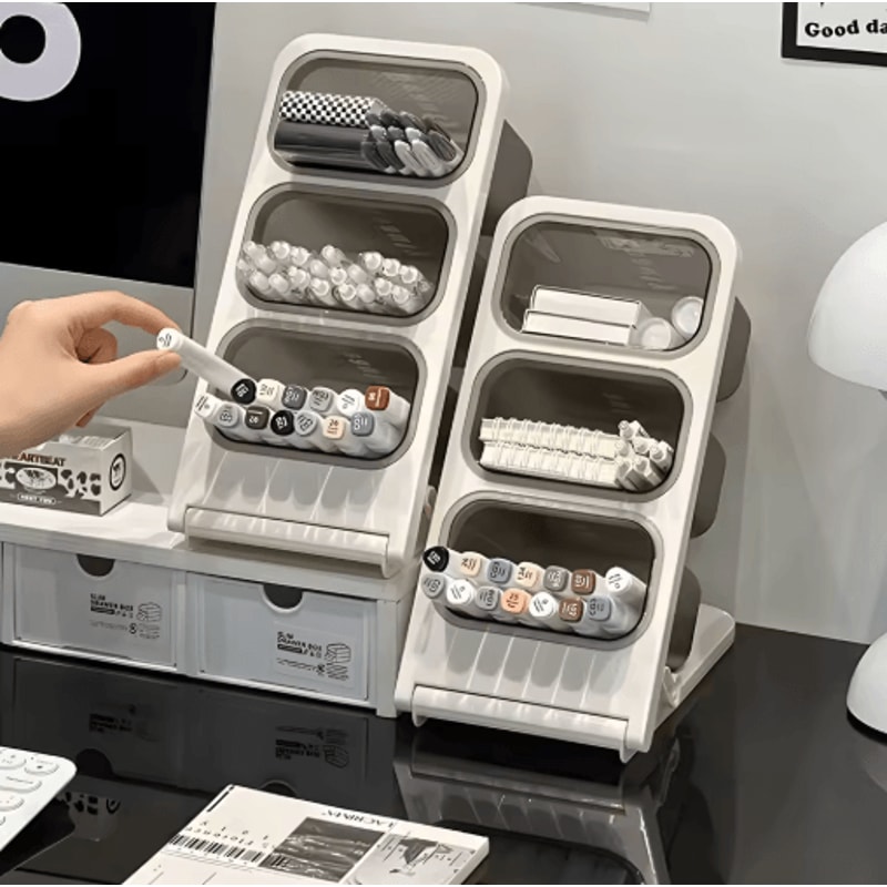 FlexiStore Foldable MultiCompartment Desk Organizer For Pens Tea Coffee Pods 4