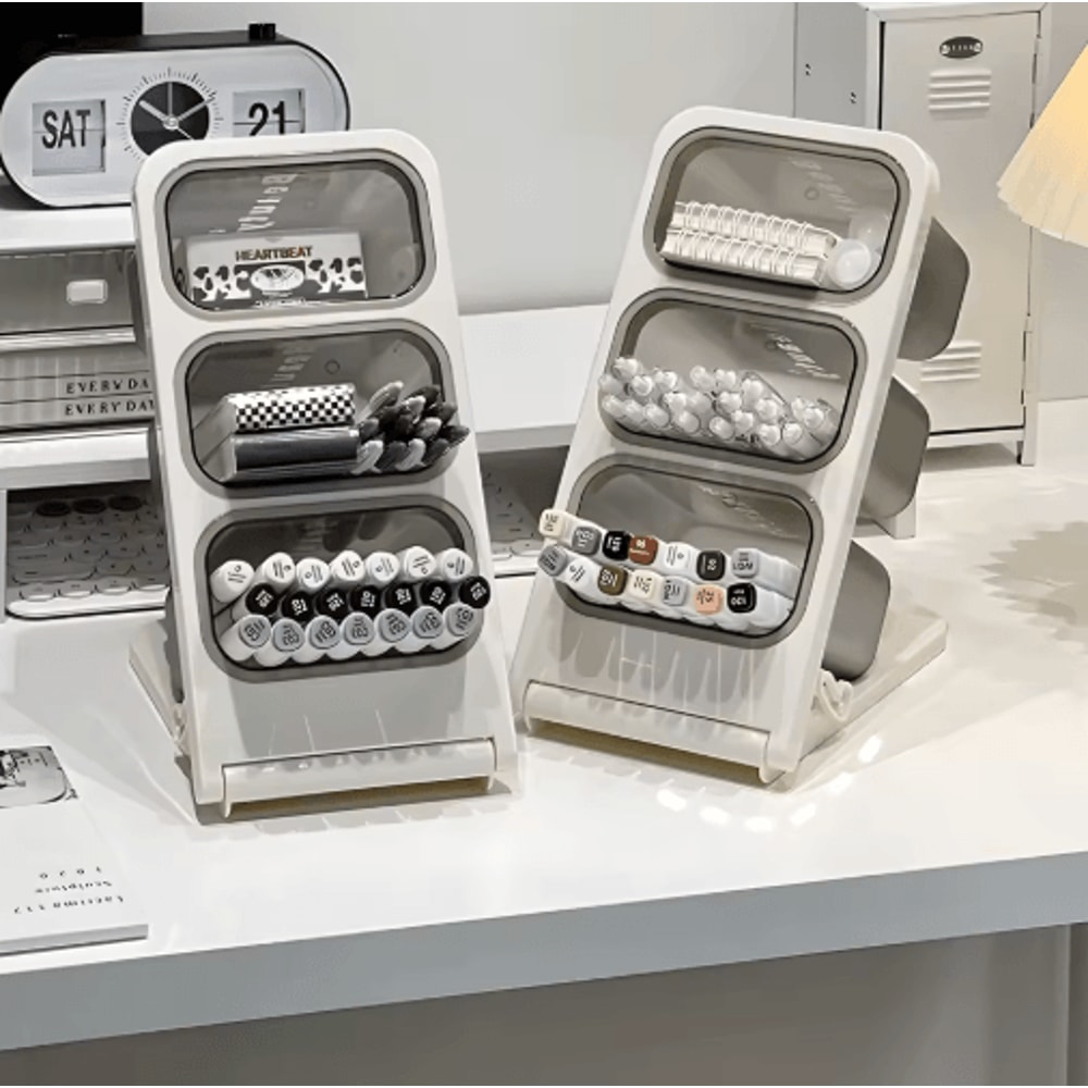 FlexiStore Foldable MultiCompartment Desk Organizer For Pens Tea Coffee Pods 5