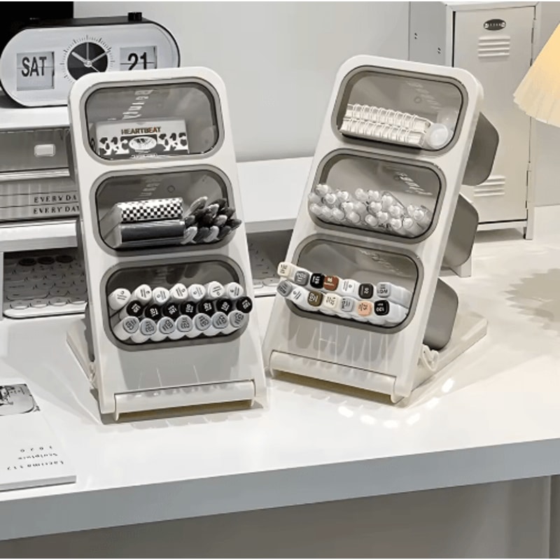 FlexiStore Foldable MultiCompartment Desk Organizer For Pens Tea Coffee Pods 5