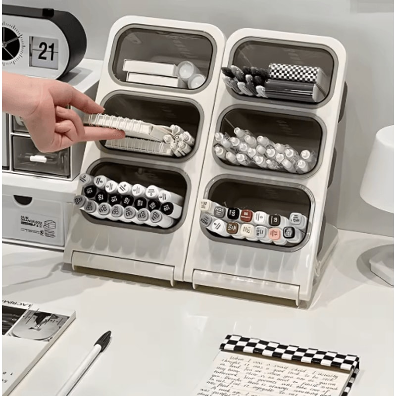 FlexiStore Foldable MultiCompartment Desk Organizer For Pens Tea Coffee Pods 0