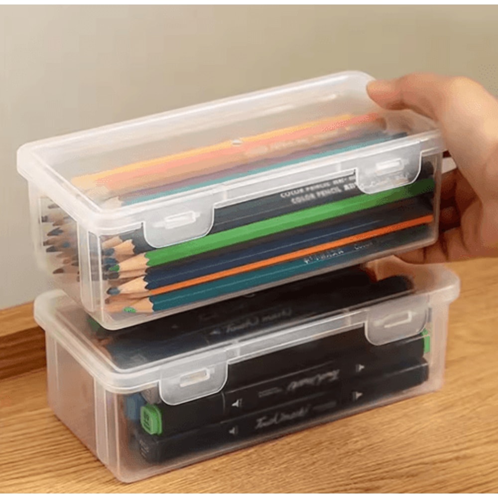 ClearStack Transparent Plastic Pencil Box For Students And Everyday Storage 4