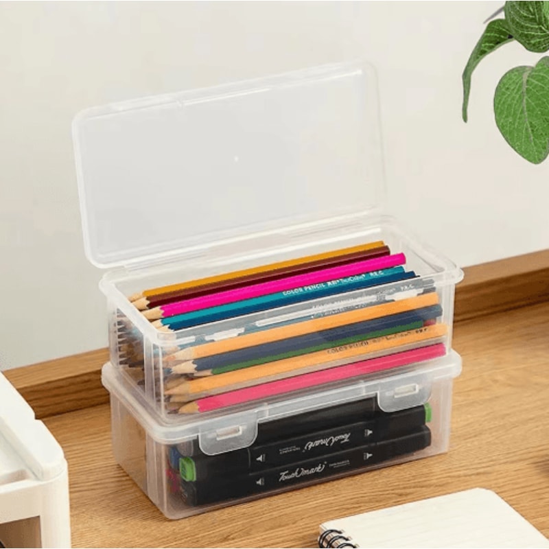 ClearStack Transparent Plastic Pencil Box For Students And Everyday Storage 6