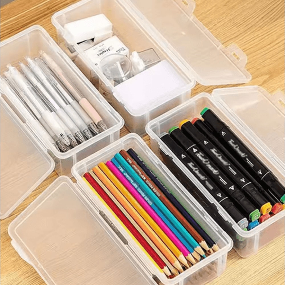 ClearStack Transparent Plastic Pencil Box For Students And Everyday Storage 8