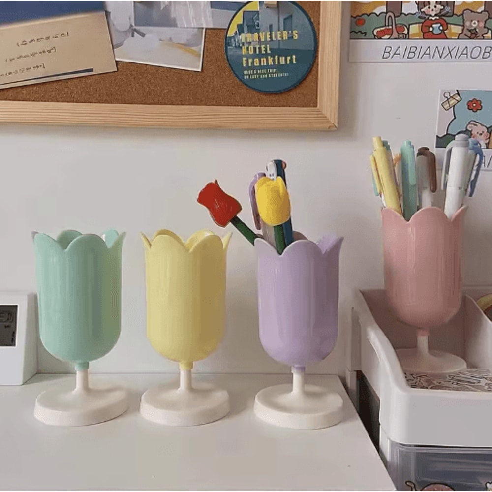 INS Tulip Plastic Pen Holder Desktop Storage Bucket Organizer 0