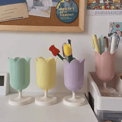 ins tulip plastic pen holder & desktop storage bucket organizer