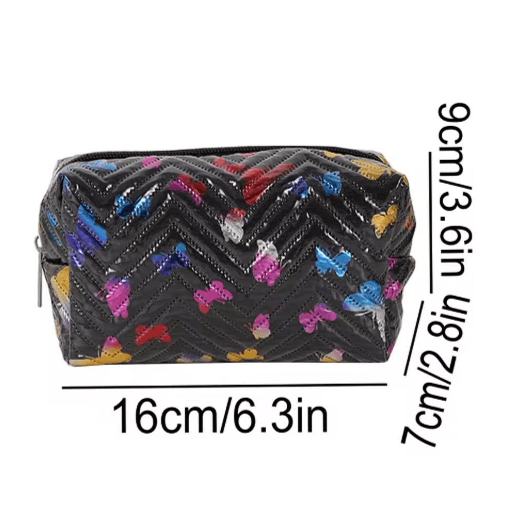 Glossy Butterfly PU Leather Pencil Case For Office Study 8