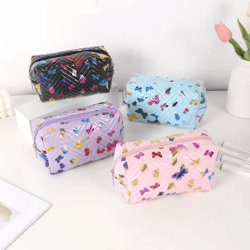glossy butterfly pu leather pencil case for office & study