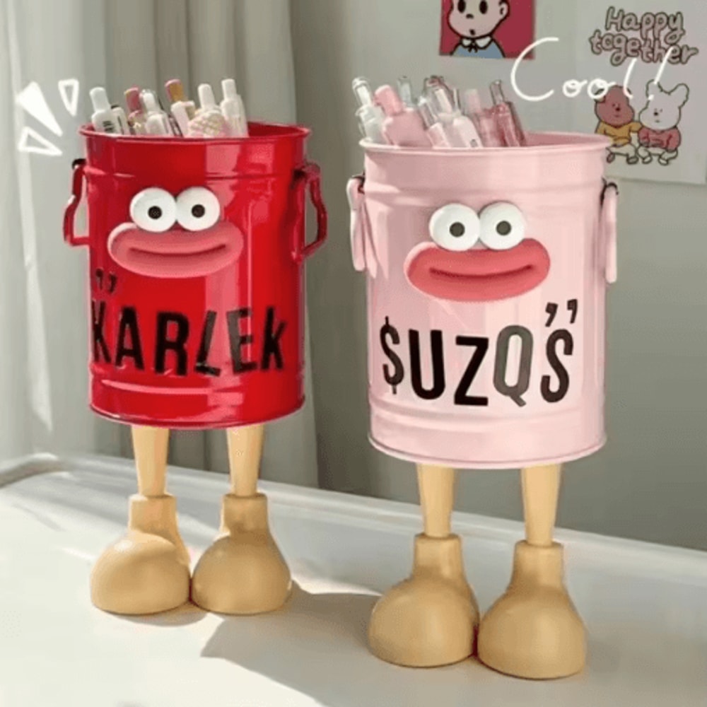 FunCartoon Desk Pen Holder With Random Letter Stickers 7