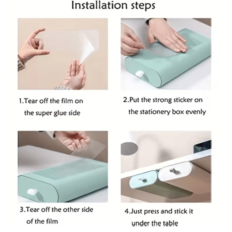 SlideAway Concealed SelfAdhesive Under Desk Drawer For Smart Hidden Storage 11