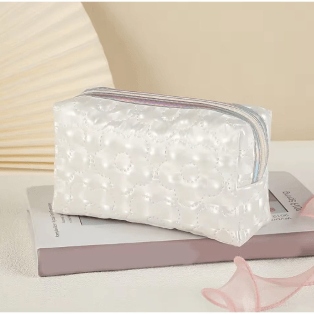 GlimmerBloom Floral Glitter Stationery Pouch For Study Office 7