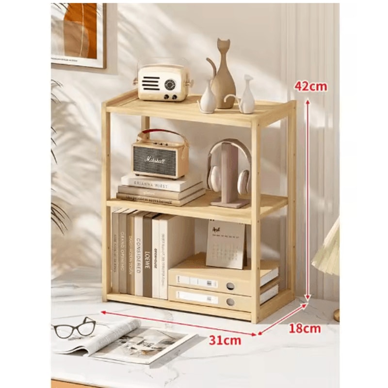 NaturalStack Wooden 3Tier Desktop Storage Rack For Office School 1