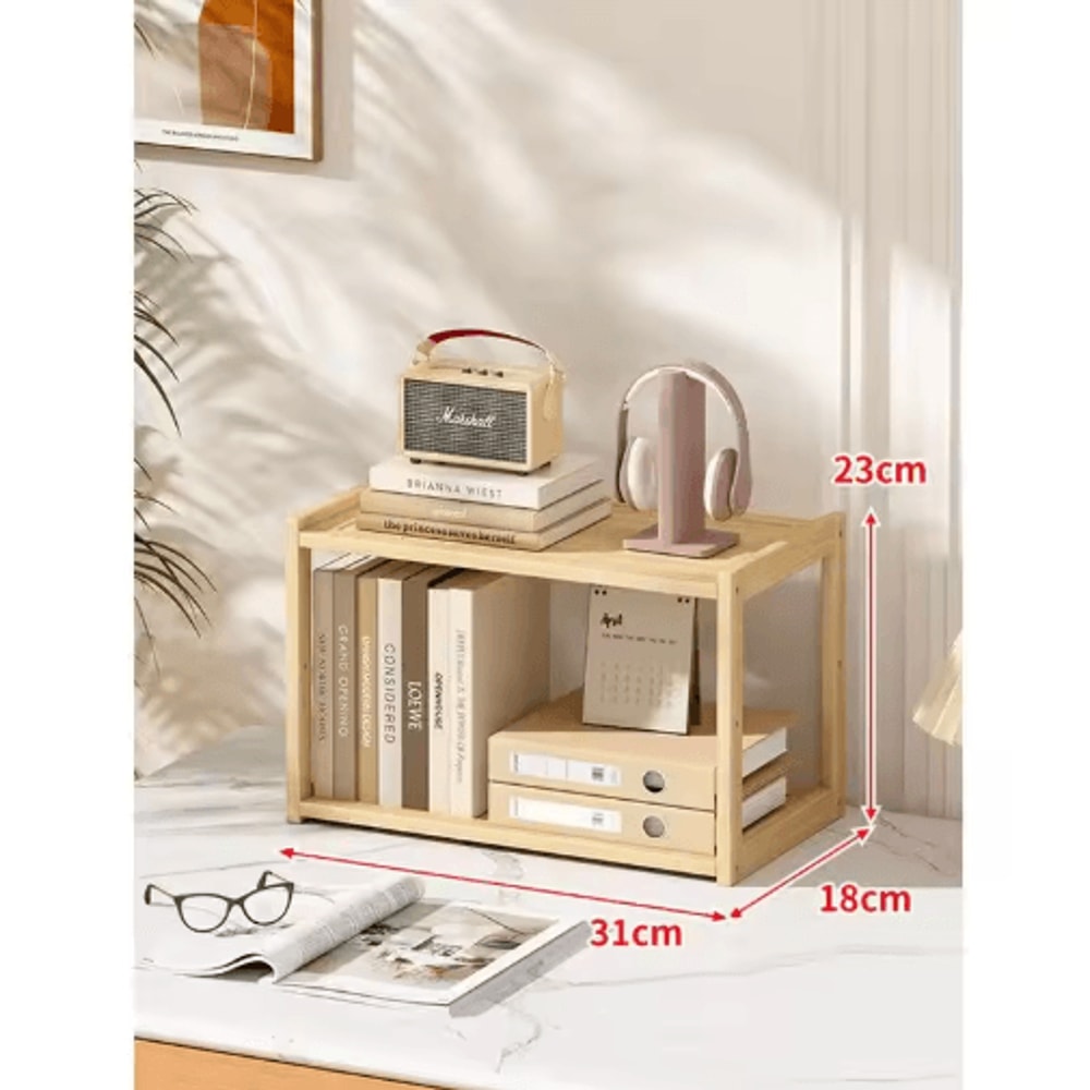 NaturalStack Wooden 3Tier Desktop Storage Rack For Office School 2