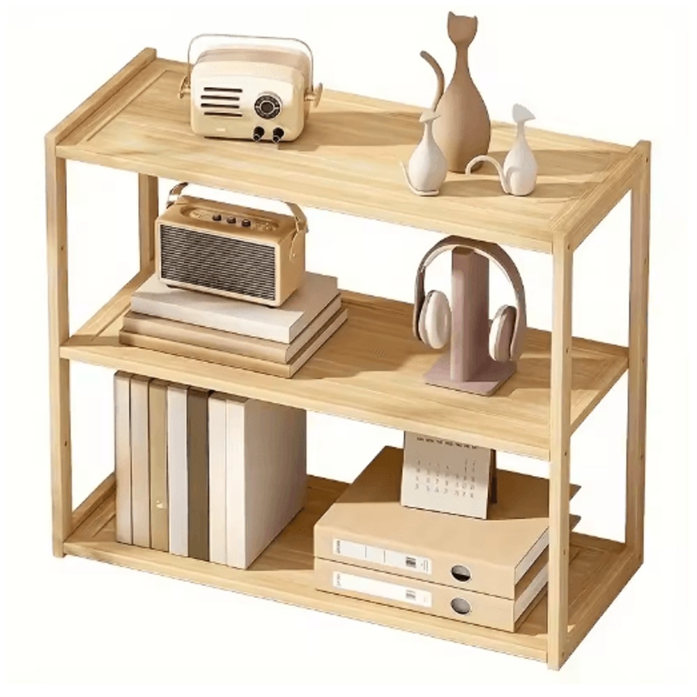 NaturalStack Wooden 3Tier Desktop Storage Rack For Office School 3