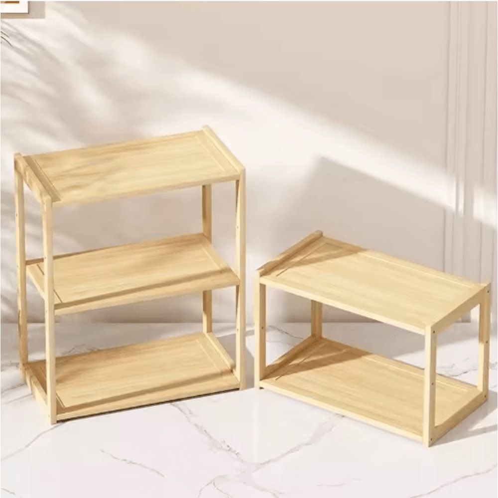 NaturalStack Wooden 3Tier Desktop Storage Rack For Office School 6