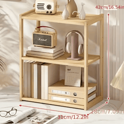 naturalstack wooden 3-tier desktop storage rack for office & school