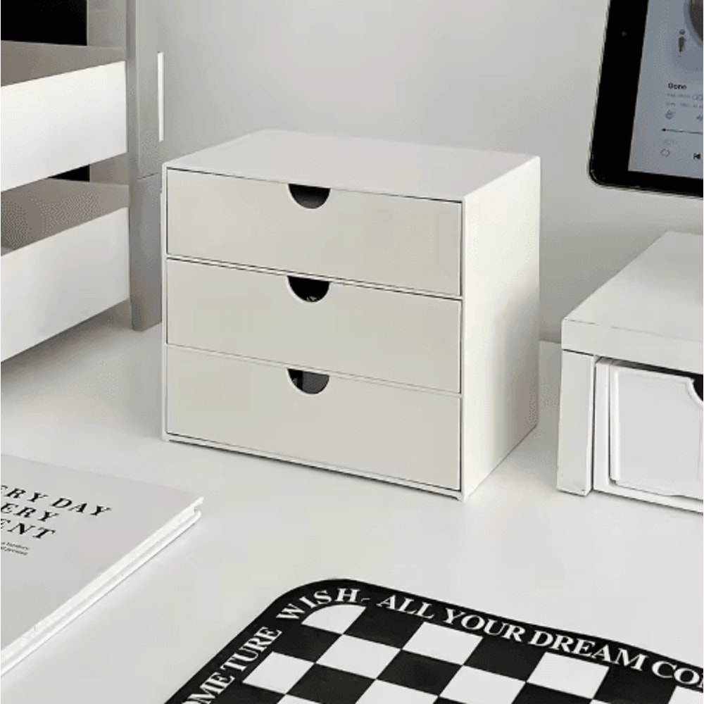 StackSpace 3Layer White Plastic Drawer Rack Organizer For Desk 4