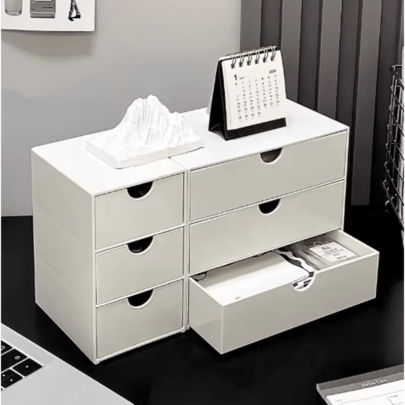 StackSpace 3Layer White Plastic Drawer Rack Organizer For Desk 7