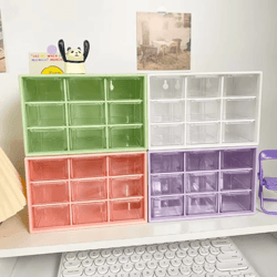 9 grid transparent desktop storage organizer with wall mounted option