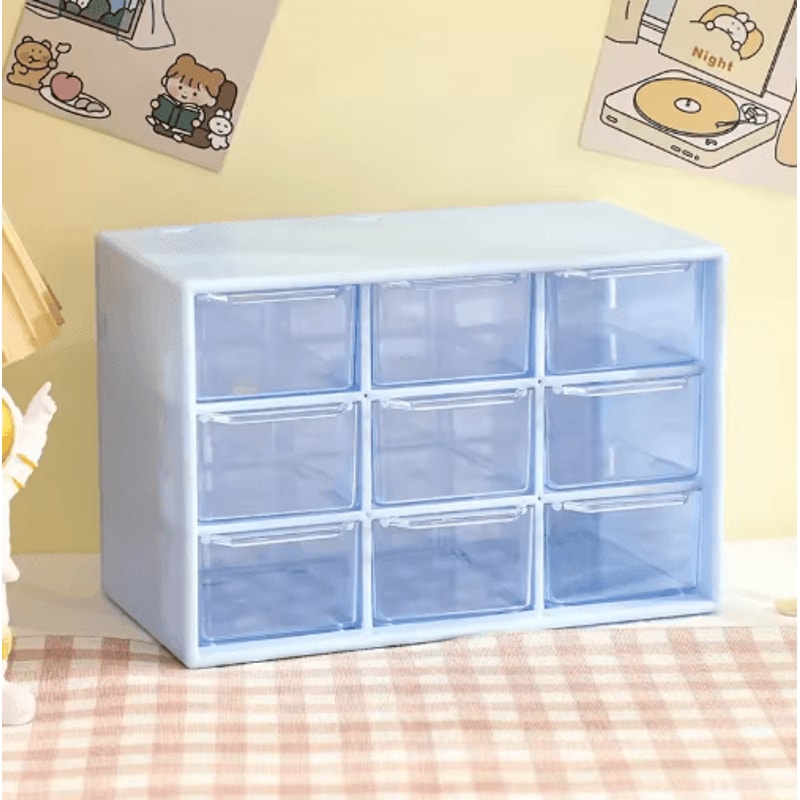 9 Grid Transparent Desktop Storage Organizer With Wall Mounted Option 2