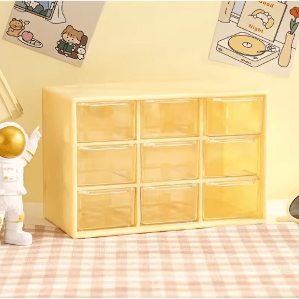 9 Grid Transparent Desktop Storage Organizer With Wall Mounted Option 5