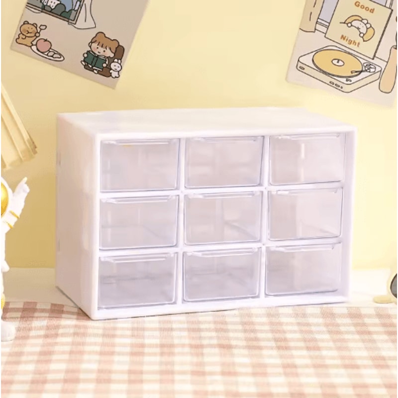 9 Grid Transparent Desktop Storage Organizer With Wall Mounted Option 6