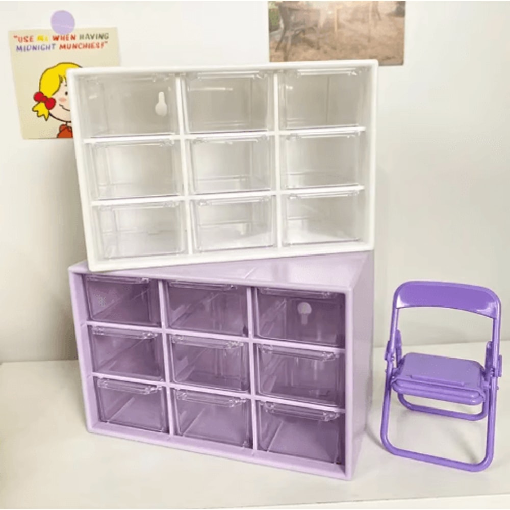 9 Grid Transparent Desktop Storage Organizer With Wall Mounted Option 7
