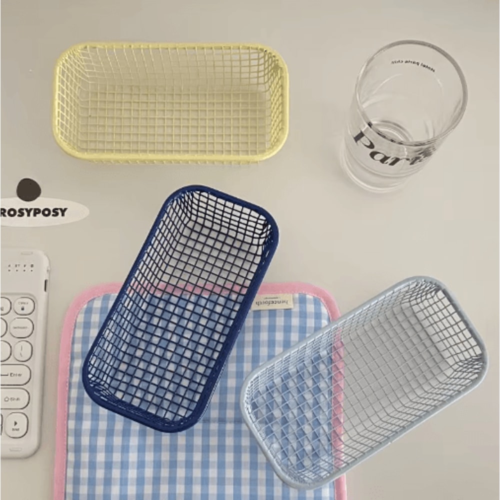 INS Style Metal Desktop Storage Basket For Stationery Photocards And Makeup 8