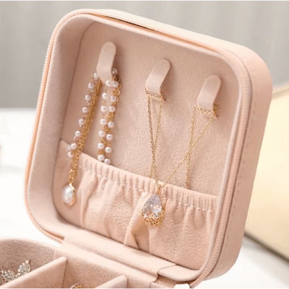 6 Piece Mini Jewelry Box Set In Pink Synthetic Leather For Travel And Daily Storage 4