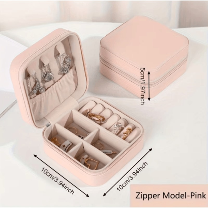 6 Piece Mini Jewelry Box Set In Pink Synthetic Leather For Travel And Daily Storage 5