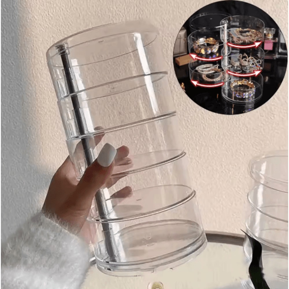 Rotating Jewelry Storage Box With Cover And Multi Layer Organizer 8