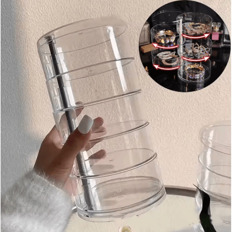 Rotating Jewelry Storage Box With Cover And Multi Layer Organizer 8