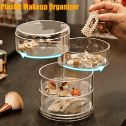 rotating jewelry storage box with cover and multi layer organizer