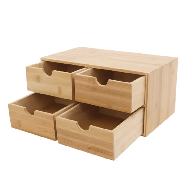 Bamboo 4 Drawer Desktop Organizer For Office And Vanity Storage 1