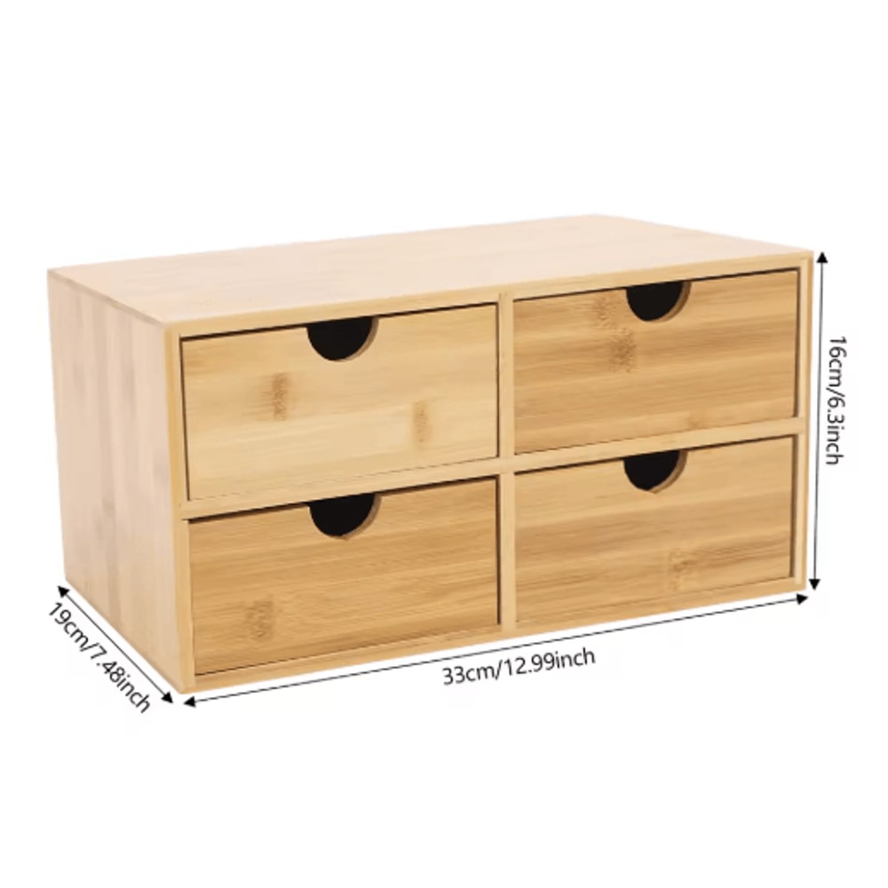 Bamboo 4 Drawer Desktop Organizer For Office And Vanity Storage 4
