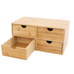 bamboo 4 drawer desktop organizer for office and vanity storage