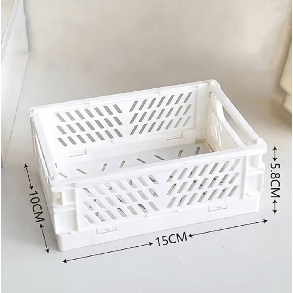 Collapsible Plastic Folding Storage Crate For Desktop And Home Organization 1