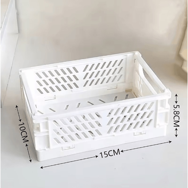 Collapsible Plastic Folding Storage Crate For Desktop And Home Organization 1