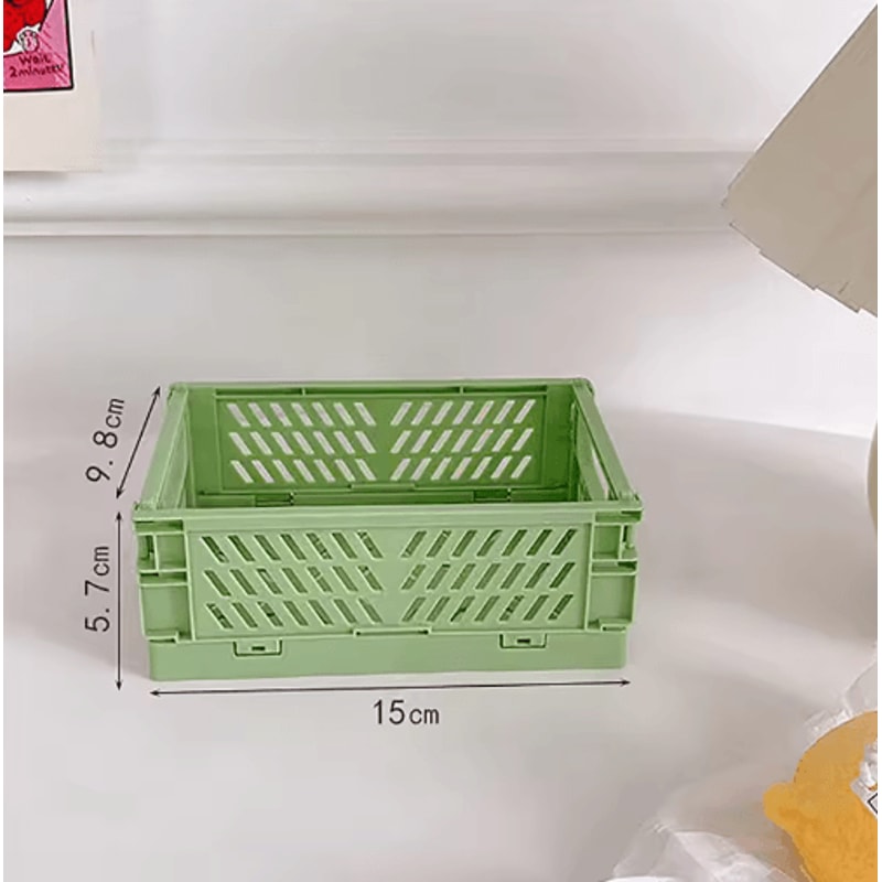 Collapsible Plastic Folding Storage Crate For Desktop And Home Organization 2
