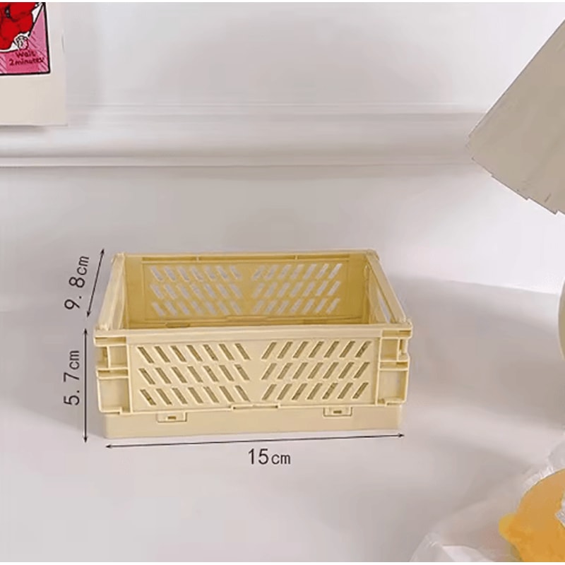 Collapsible Plastic Folding Storage Crate For Desktop And Home Organization 4