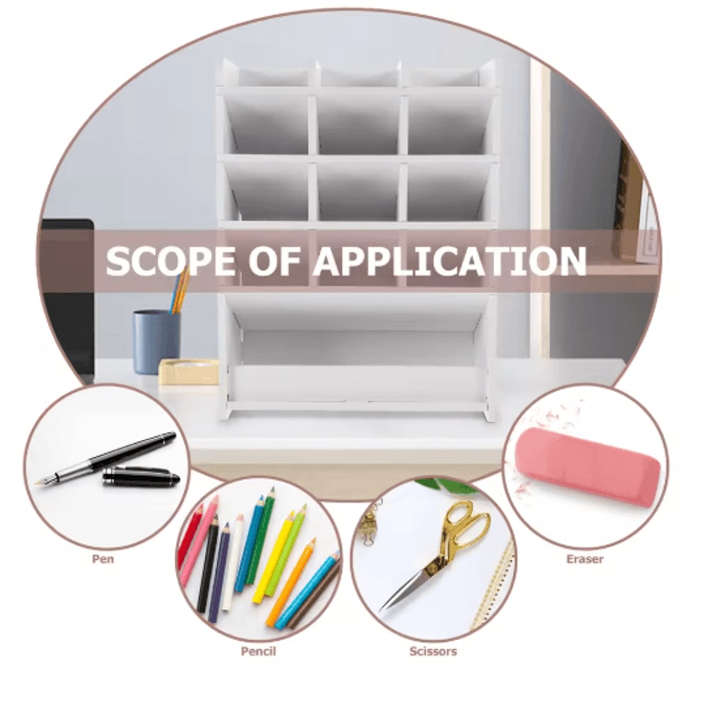 Wood Desktop Organizer Pen Stand For Office And Living Room Storage 2