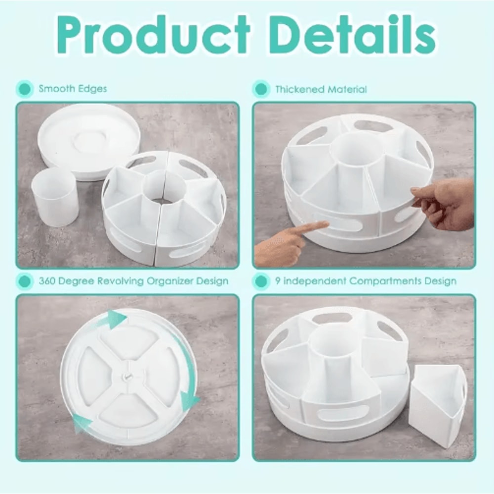 360 Rotating Desk Organizer With 7 Removable Bins For Office And School 3