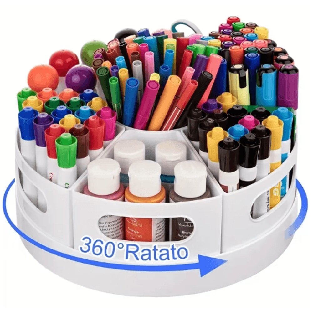 360 Rotating Desk Organizer With 7 Removable Bins For Office And School 0