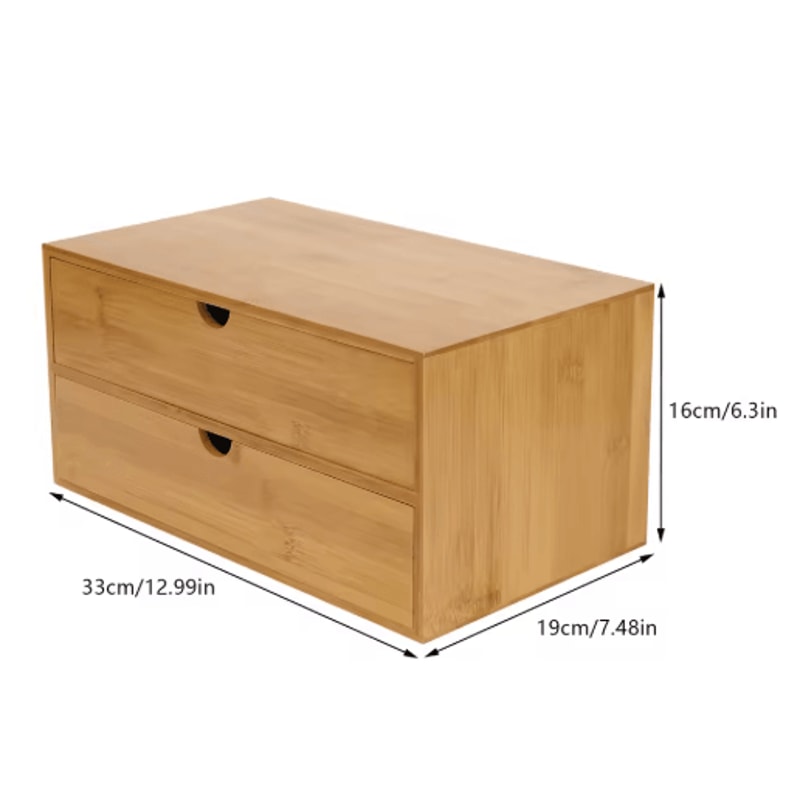 Bamboo Desktop Organizer With 2 Drawers For Minimalist Office Storage 1
