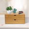 Bamboo Desktop Organizer With 2 Drawers For Minimalist Office Storage 0