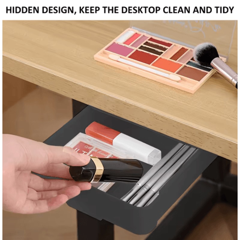 Self Stick Under Desk Drawer Organizer Hidden Storage Tray 8