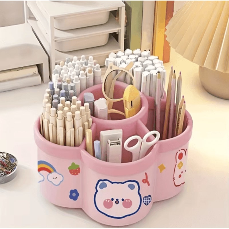 360 Degree Rotating Desk Organizer Multi Compartment Storage Caddy 3